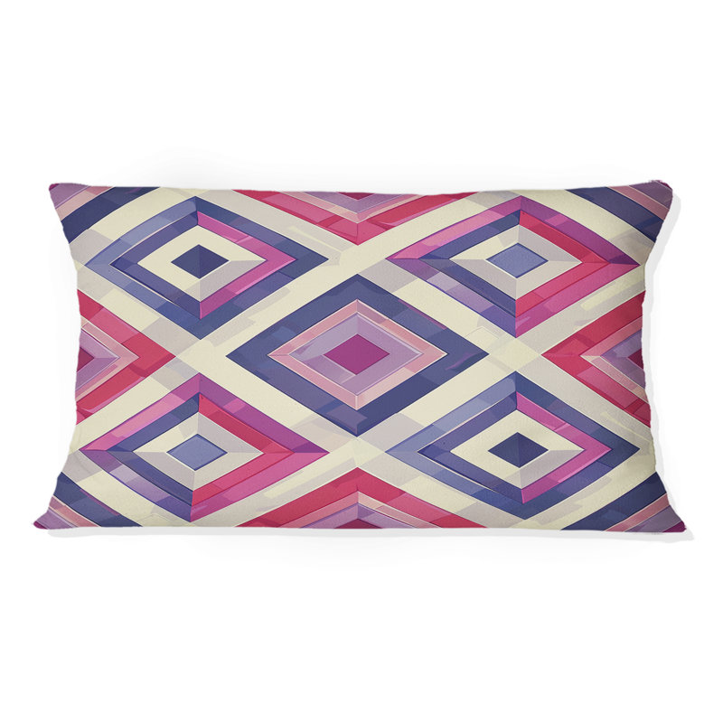 Blue Pink Midcentury Maze - Midcentury Lumbar Pillow