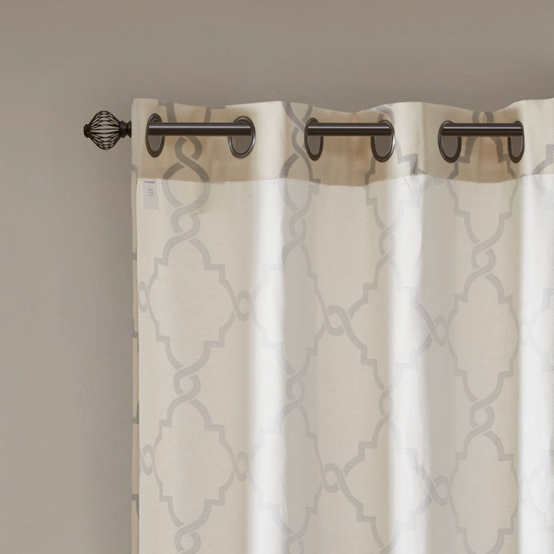 Yellow and White Light-Filtering Grommet Curtain Panel