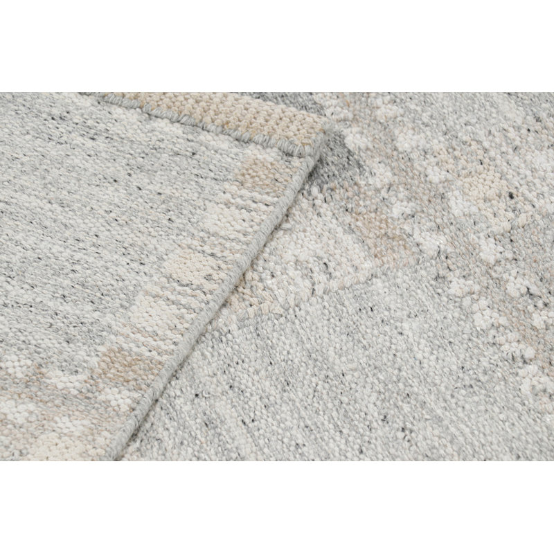 Rug & Kilim’S Scandinavian Rug In Gray And White Geometric Patterns, Rectangle 10' x 14'