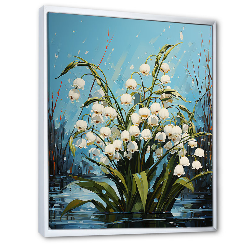 «Green Snowdrops», art mural sur toile, H 32 po x l 16 po, Cadre flottant blanc