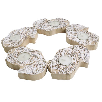  Handmade Wooden Candle Holder Natural Wood Stain Finish for Elegant Home Décor( Packof-2)