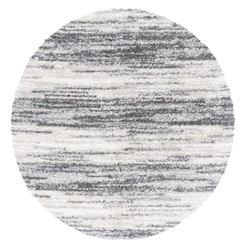 Mena Abstract Gray/Ivory Area Rug, Round 6'7"