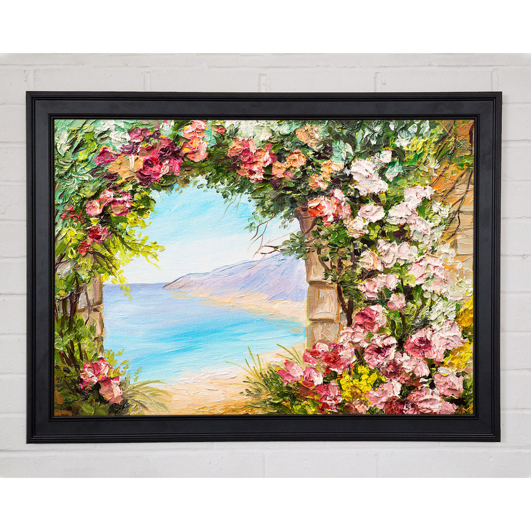 Gerahmtes Leinwandbild Florale Ansicht der Bucht Aquarell