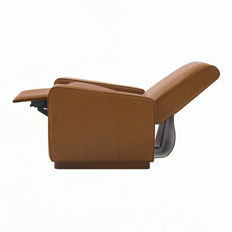 Fauteuil inclinable manuel moderne recouvert de polyuréthane 2 positions avec dossier réglable à 160 °, Orange Faux Leather