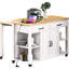 Îlot de cuisine extensible avec comptoir 47,2 X 19,7, table en bois d'hévéa, armoires de rangement, 2 prises de courant alternatif et 1 de type C-1283187598