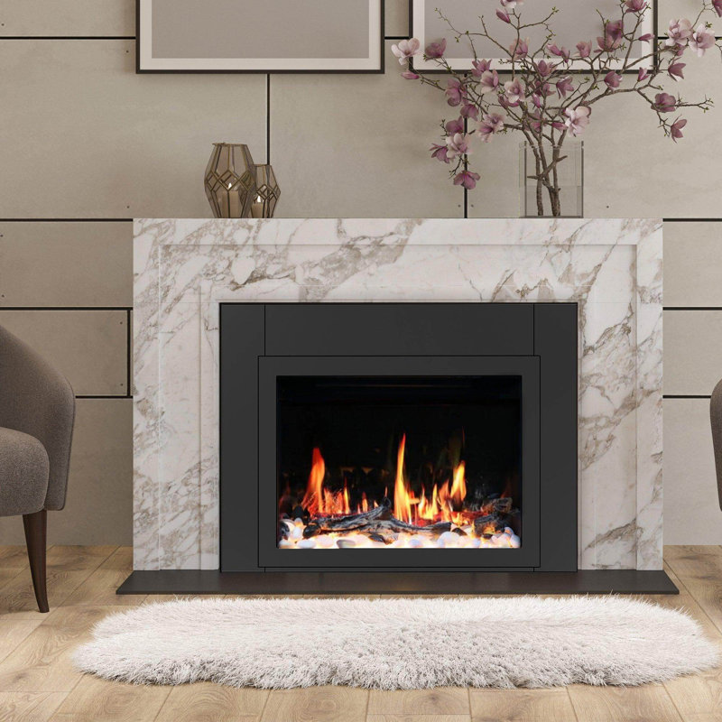 Foyer électrique encastrable Litestar 32 pouces avec bûches respirantes, roches noires et pierres concassées (Modèle: ZEF32X)