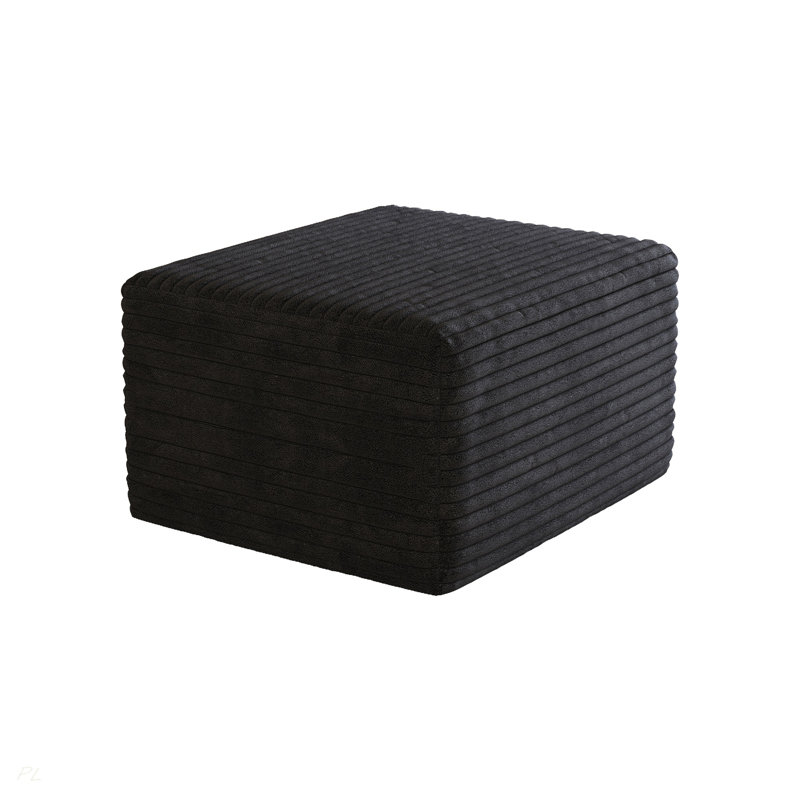 Sofa Ottoman ,No Assembly Required,(Plush Corduroy Fabric), Black