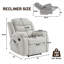 Fauteuil inclinable manuel avec mélange de polyester de 37 po de large avec fonction chauffante et massage beige-1773163875