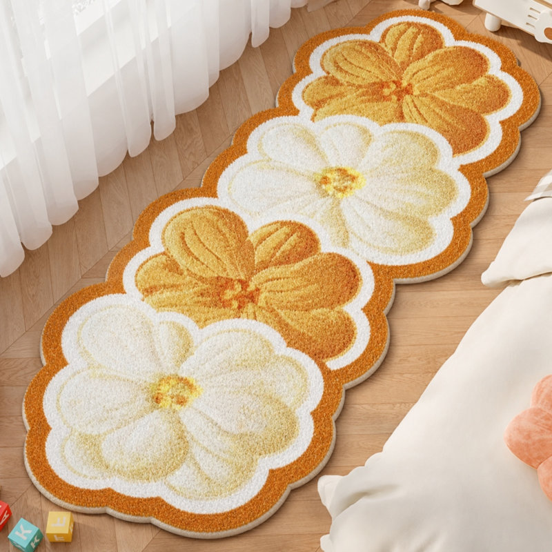Tapis durable antidérapant à motif floral, A1 47x15.75in