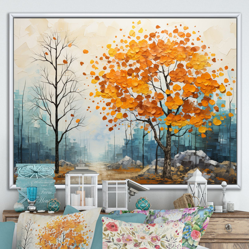 Markeil " Forest Majestic Forest Collage II " Mixed Media Print, H 34 po x l 44 po x P 1,5 po, Cadre flottant blanc