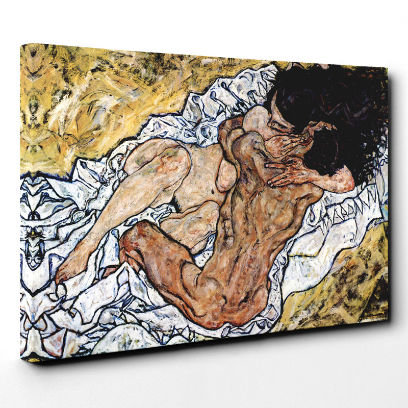 Pair Embracing by Egon Schiele - Wrapped Canvas, 70cm H x 100cm W