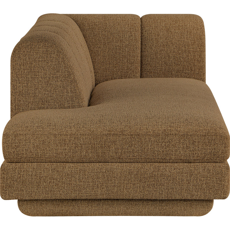 Chaise avec accoudoirs gauche en tissu Chiquita, Tissu brun, Orienté à gauche (vu de face)