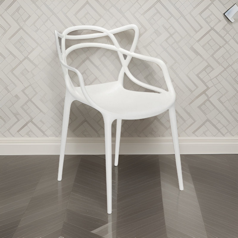 Fauteuil empilable à dossier croisé Brayven, Blanc