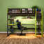 Lit mezzanine simple moderne peu encombrant avec rangement et lumières RVB