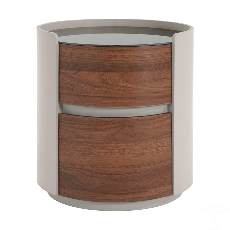 Table d'appoint ronde rétro avec rangement double