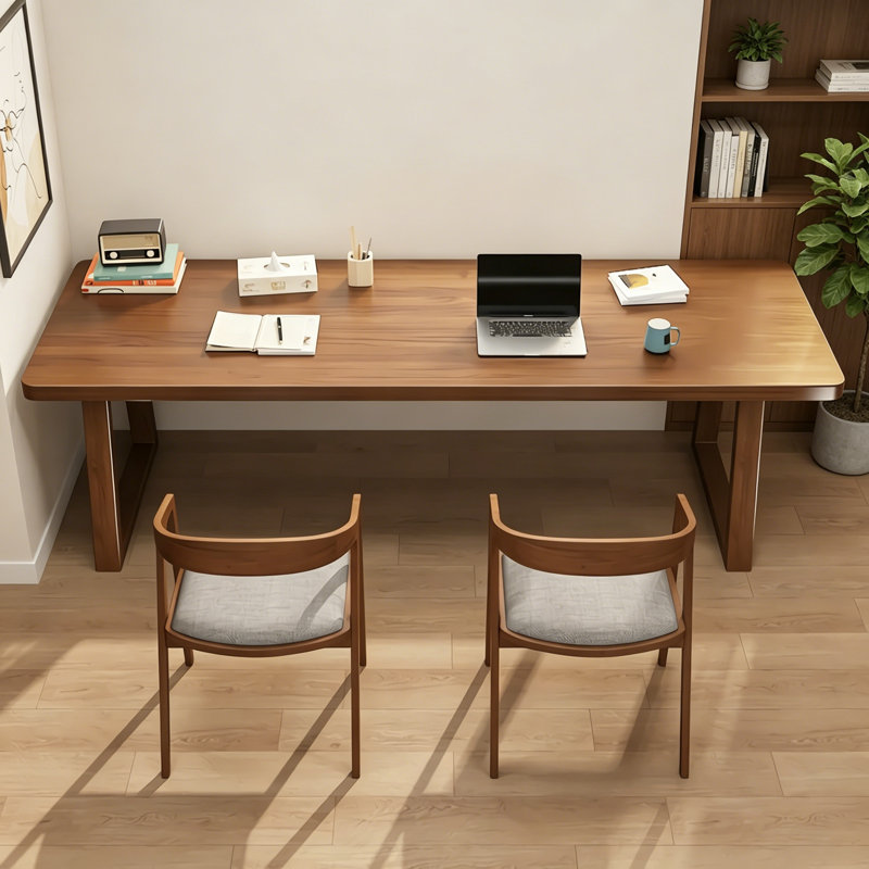 Bureau en bois de pin massif et brun, H 29,5 po x l 70,87 po x P 23,6 po