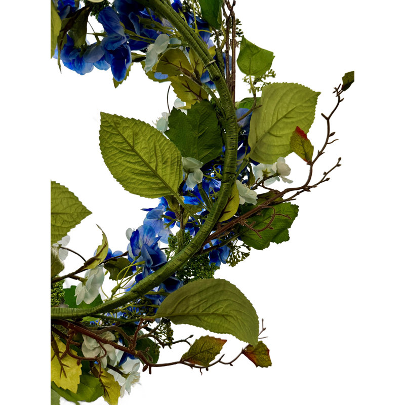 Wreath 22 Inch Artificial Hydrangea Blue