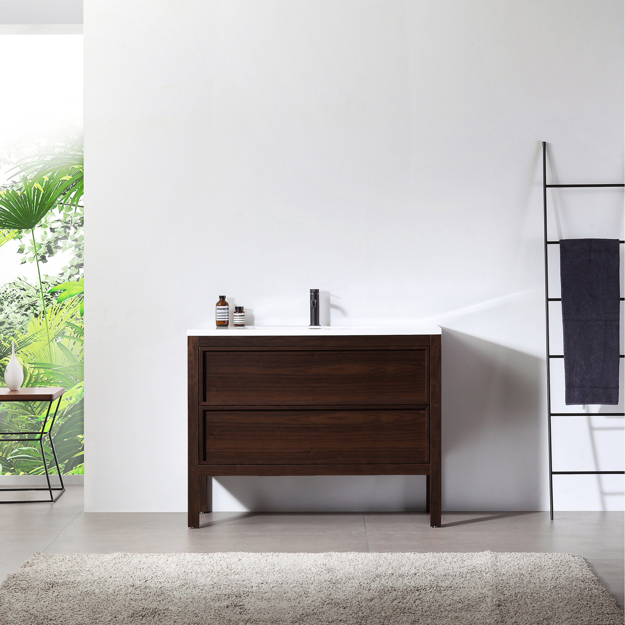 Gonzalo 48'' Single Bathroom Vanity, Dark Walnut