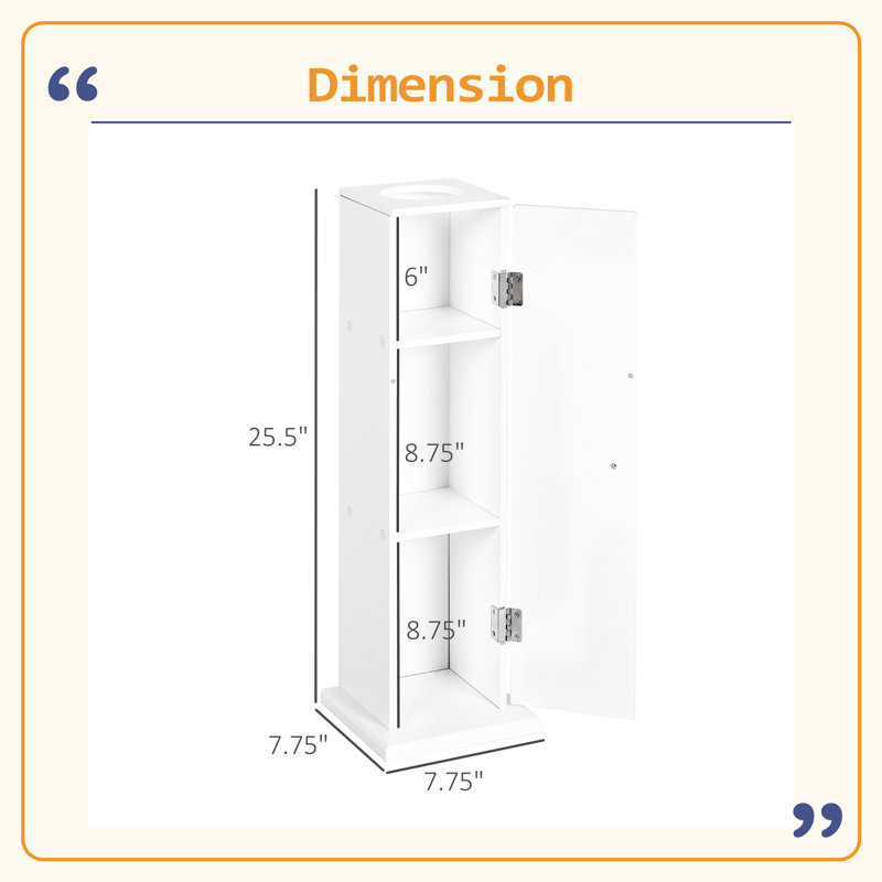 Armoire de coin, armoire de rangement à 3 niveaux, petite armoire à papier hygiénique, Blanc