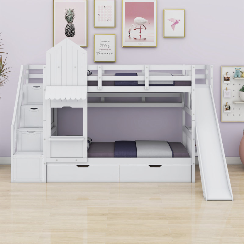 Colliers Kids Bunk Bed with Drawers, Twin, White
