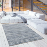 Striped Navy Blue Area Rug
