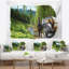 Paysage vert avec tapisserie à cheval Abstract-28504345