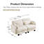 Canapé d'angle ajustable ajustable, 2 places en chenille beige, style moderne et compact.