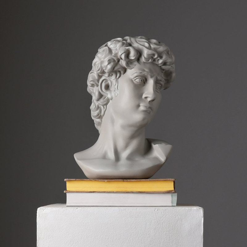Monochrome Classical Bust Sculpture – Matte Resin Decorative Accent (29 cm) , Gray