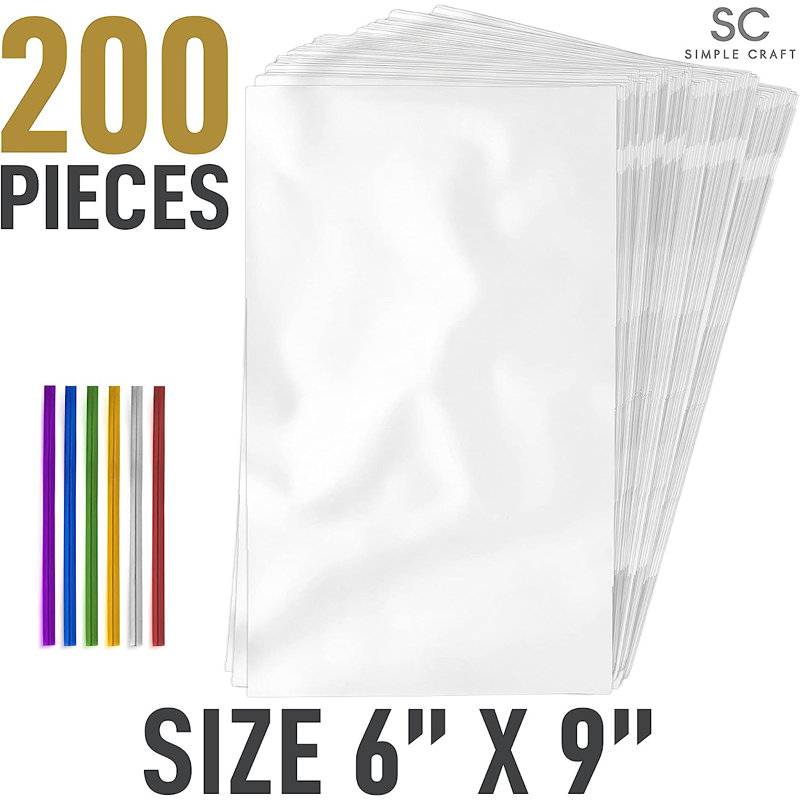 Simple Craft 200 Pack Candy Treat Cellophane Bags Thick Plastic Candy Bags With Ties For Goodie Bags For Candy Cookies & Pastries - 6 x 9 By Zulay