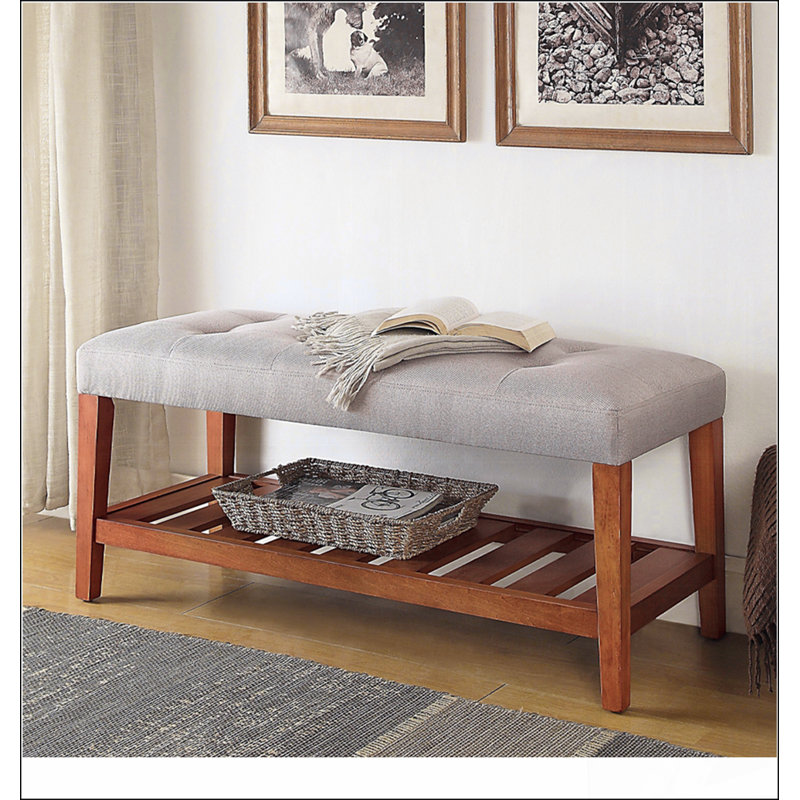 Banc rembourré en tissu avec rangement ouvert, conception simple, confortable et durable, banc multifonctionnel