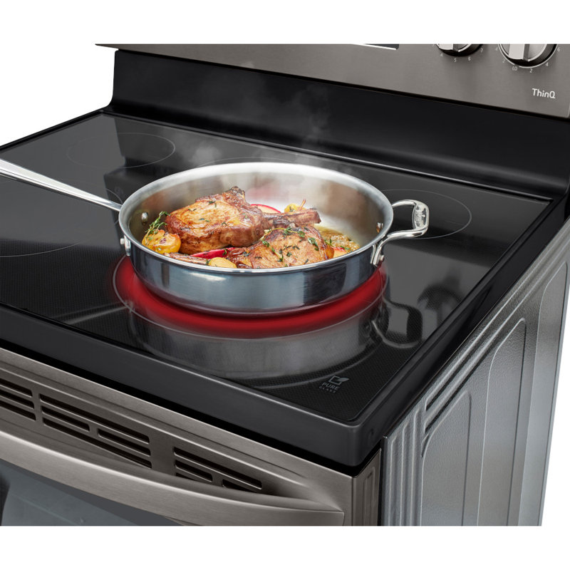 LG 6.3 cu ft. Smart Wi-Fi Enabled Fan Convection Electric Range with Air Fry & EasyClean®, Black Stainless Steel