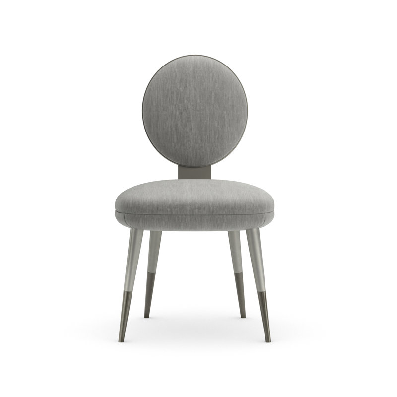Caracole Upholstered Dining Chair, Gray, Polyester Gray