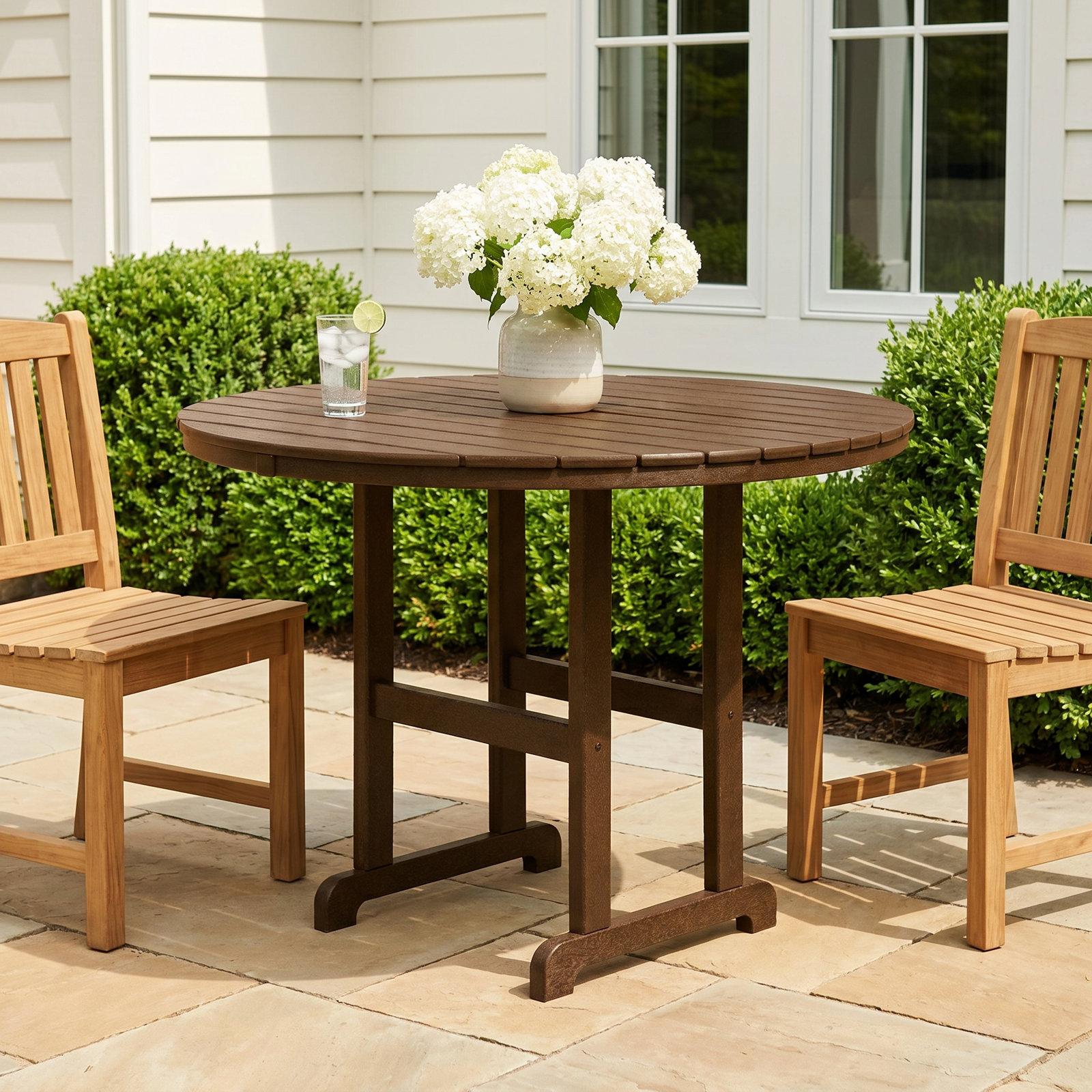 POLYWOOD® Tables 48" Patio Bar Table, Teak, 48"