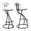 Ensemble de 2 tabourets ronds à imprimé rond en métal noir pour îlot de cuisine et salle à manger-620702549