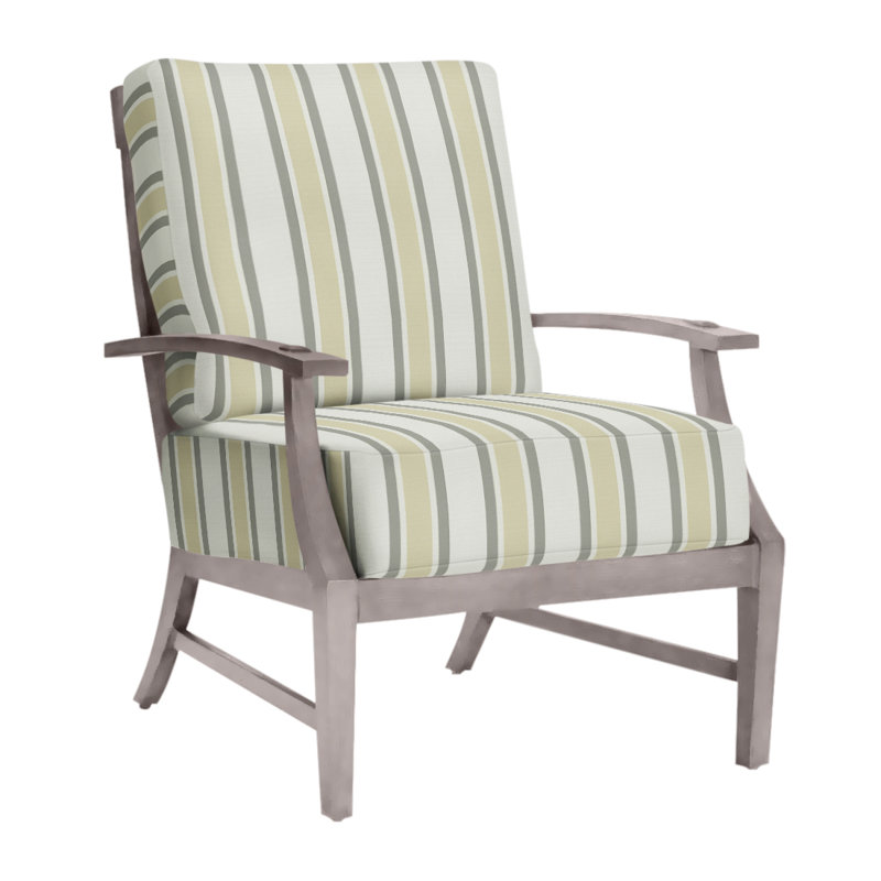 Croquet Patio Chair with Cushions, Rollo Chambray InsideOut® Linen, No Welt, Oyster