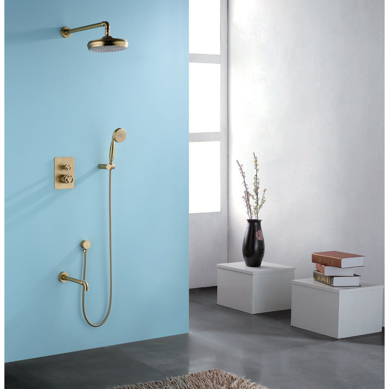 All-In-One Kit with Rough in-Valve, Brushed Gold