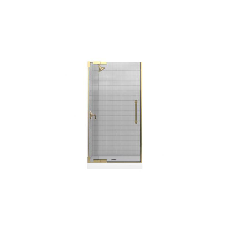 Pinstripe 38.75" x 72.25" Pivot Shower Door, Anodized Brushed Bronze