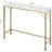 Narrow Console Table With Charging Station, Gold & White Sofa Table For Living Room, Behind Couch Table With 2 Outlets & 2 USB Ports, Entryway Hallway Table