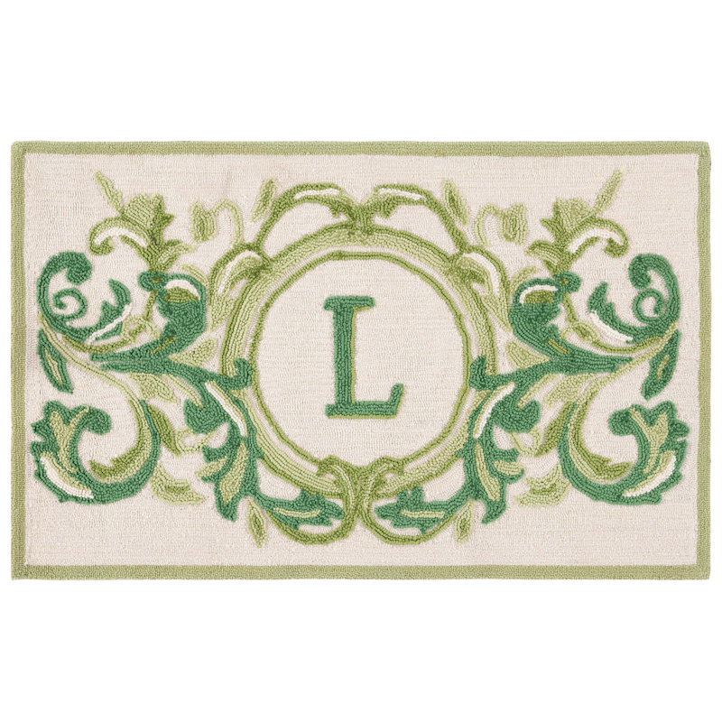 Personalizable Outdoor Doormat, 30" W x 48" L, L, Beige/Green