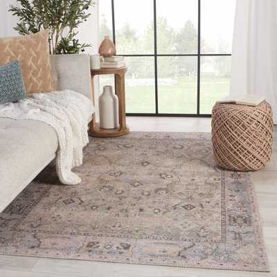 Machine Washable Elodie Southwestern Tan/Green/Blue Area Rug