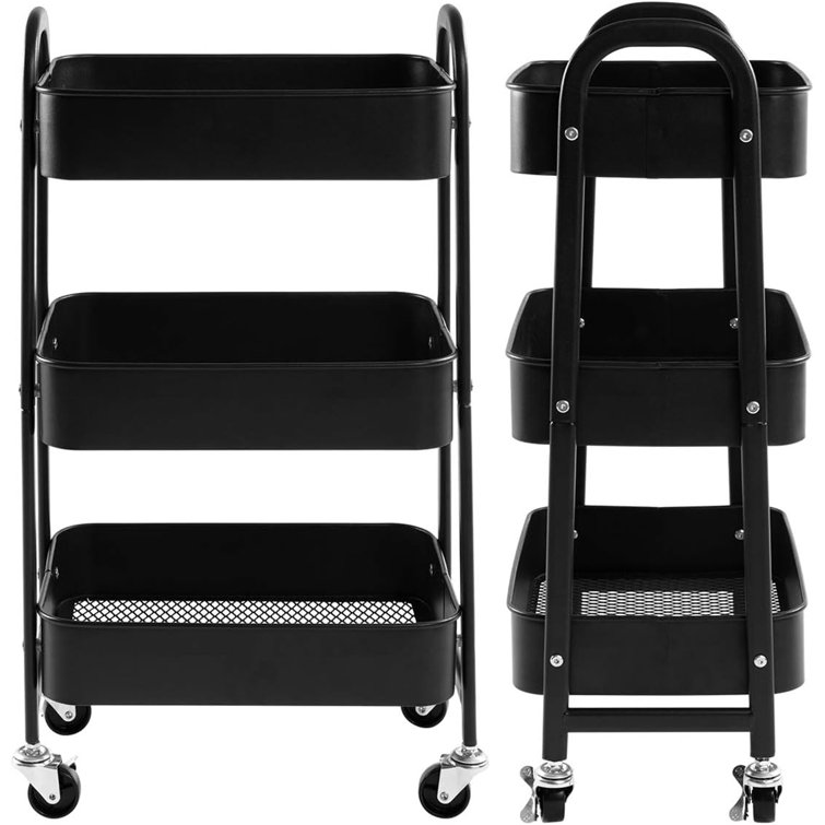 Chariot Roulant 3 étages – Organisateur Mobile Avec Roulettes – Blanc/Noir – 69x33x22 Cm – Idéal Maison, Bureau, Cuisine - 7