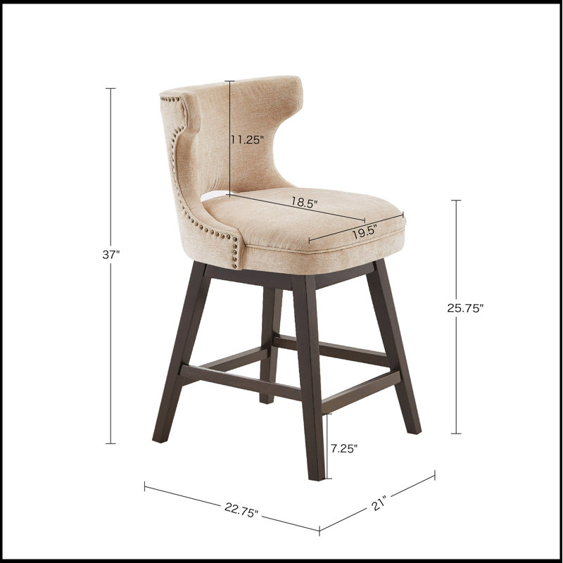 Tabouret de comptoir pivotant de 25,75 pouces avec une fabrication durable et une rotation en douceur, parfait pour les cuisines et les bars modernes.