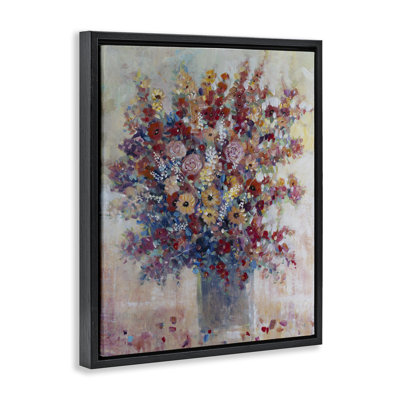 Bright & Bold Bouquet Gray Framed Floater Canvas Wall Art, design by Tim OToole