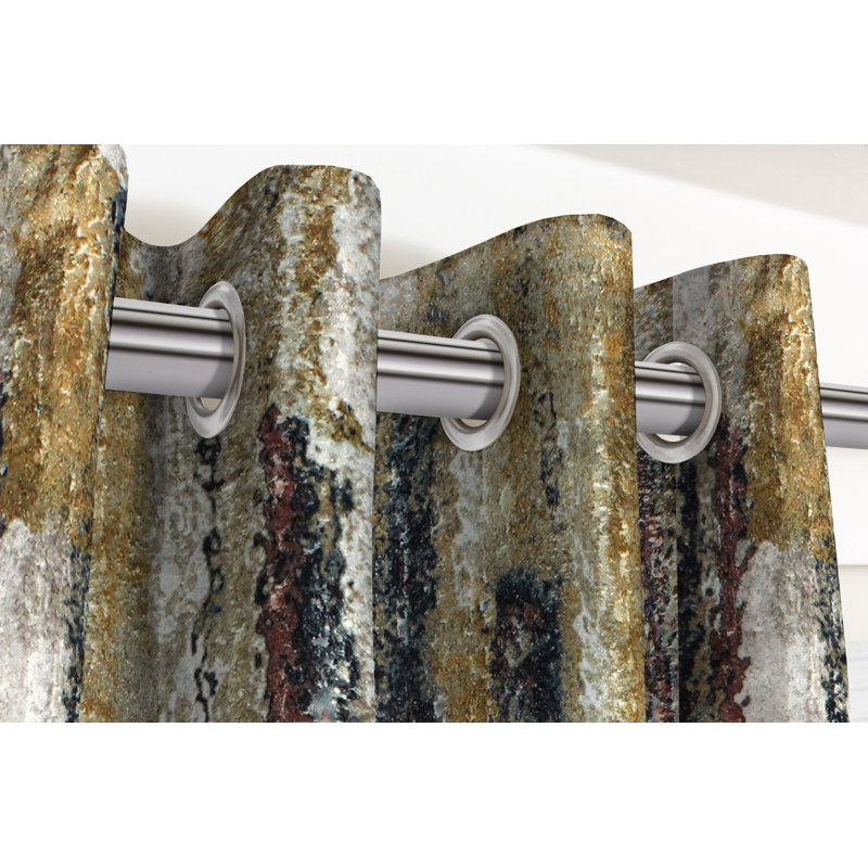 Oaklyn Room Darkening Curtains / Drapes Pair, Width 228 x Drop 182cm, Brown/Yellow/White