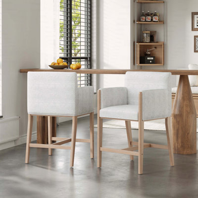 24" Seat Height Upholstered Counter Stool with Arms, Set of 2