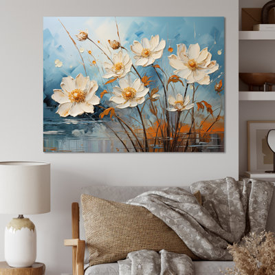 «Bold Colors Gray White Daffodils Bloom», reproduction sur toile