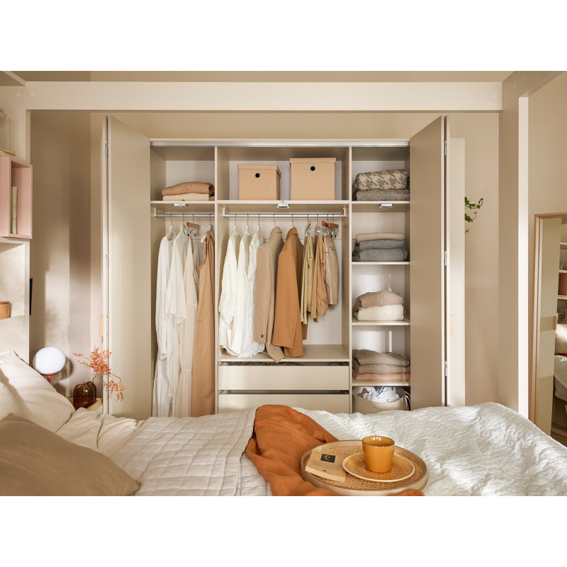 Essie 4 Door Wardrobe, 206cm H x 180cm W x 56.7cm D, Oak