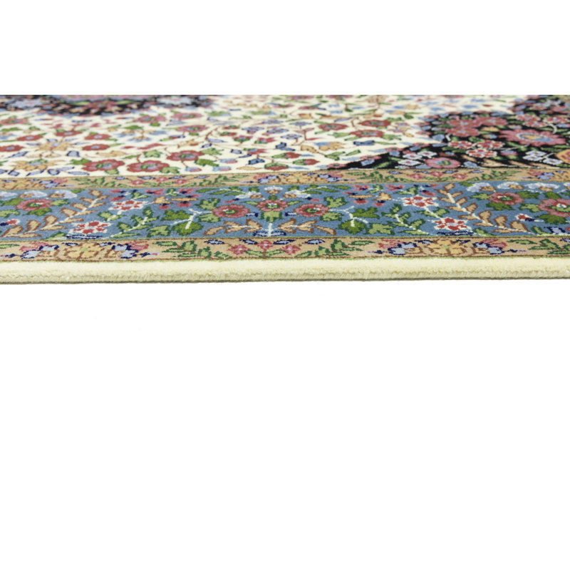 Cream Traditional 5X7 Indo Kerman Oriental Area Rug