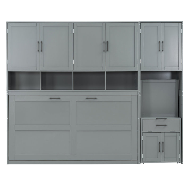 Lit escamotable mural avec placard, tiroirs et bureau Murphy