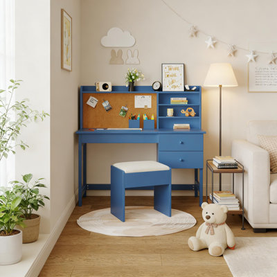 Ensemble de bureau et chaise pour enfants avec tiroirs de rangement pour chambre à coucher ou salon